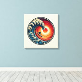Surfer's Sunset Wave Canvasprint Canvas Afdruk (Insitu (Houten vloer))