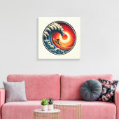 Surfer's Sunset Wave Canvasprint Canvas Afdruk (Insitu (Woonkamer))
