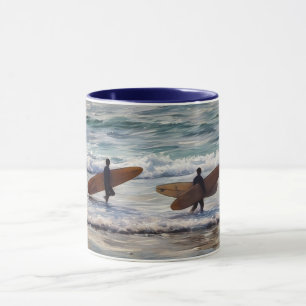 Surfers Surf Ocean Beach Art Mug Cup