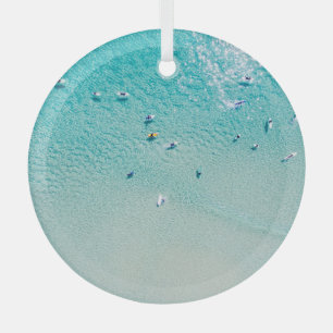 Surfers uitzicht, heldere oceaan. glas ornament