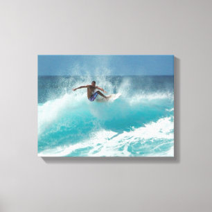 Surfeur sur une grande vague impression sur toile