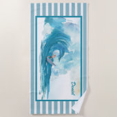 Surfeur sur une grosse vague | Serviette de plage (Devant)