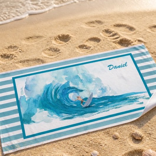Surfeur sur une grosse vague | Serviette de plage