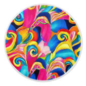 Surfgolven geïnspireerd patroonenmulticolor keramische knop (Voorkant)