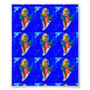 surfheiligen op blauwe golven fotoafdrukken foto afdruk