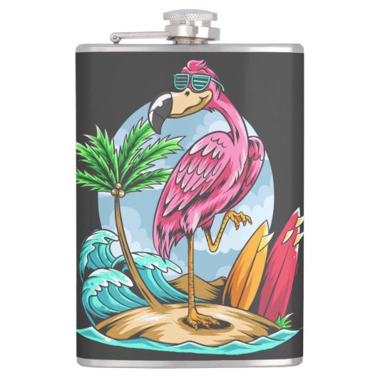Surfin Flamingo! Kolf Heupfles (Voorkant)