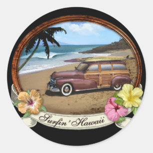 Surfin' Hawaii Ronde Sticker