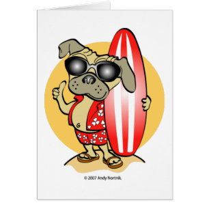 Surfin' Pug-kaarten met Retrostijl