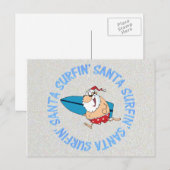 Surfin' Santa Feestdagenkaart (Voorkant / Achterkant)