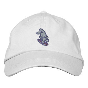 Surfing Bunny Geborduurd Grijs Bunny Baseball Hoed Pet