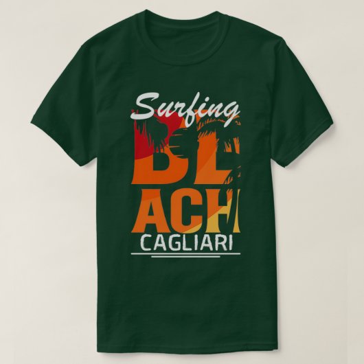 Surfing Cagliari Italy T-shirt (Design voorkant)