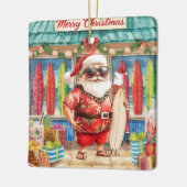 Surfing Christmas with Santa Claus surfer Ceramic Keramisch Ornament (Links)