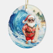 Surfing Christmas with Santa Claus surfer Keramisch Ornament (Links)