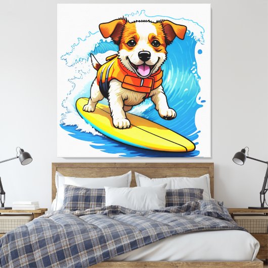 Surfing Dog Canvas Afdruk (Insitu (Slaapkamer))