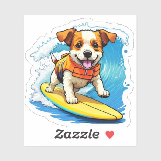 Surfing Dog Sticker (Vel)