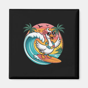 Surfing Gans Retro Hawaiaanse Zomer Vibes Strand D Magneet