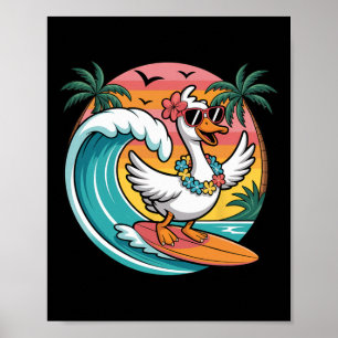 Surfing Gans Retro Hawaiaanse Zomer Vibes Strand D Poster