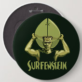 Surfing Halloween Frankenstein Ronde Button 6,0 Cm (Voorkant /achterkant)