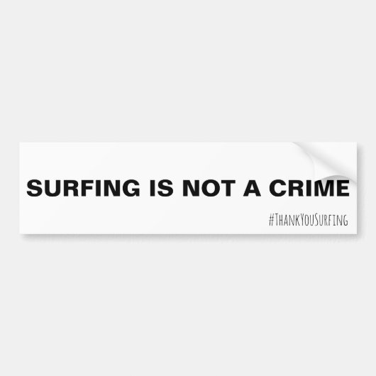 SURFING IS GEEN CRIMINE Bumpersticker - Wit/zwart (Voorkant)