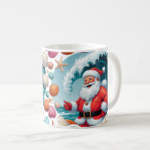 Surfing Père Noël Seashell Vague classique Mug de (Devant droit)