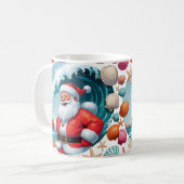 Surfing Père Noël Seashell Vague classique Mug de (Devant gauche)