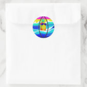 SURFING PINEAPPLE BEACH BALL RONDE STICKER (Tas)