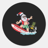 Surfing Santa Beach Holiday Plams Christmas In Jul Ronde Sticker (Voorkant)