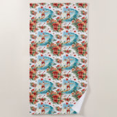 Surfing Santa Christmas with Santa Surfer Strandlaken (Voorkant)