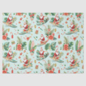 Surfing Santa Christmas Wrapping Paper Sheets  Tissuepapier (Voorkant)