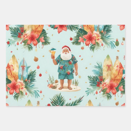 Surfing Santa Claus Christmas in Hawaii Inpakpapier Vel (Voorkant 3)