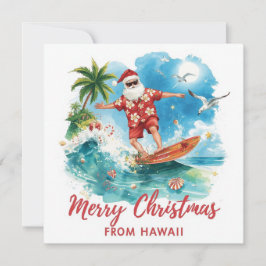 Surfing Santa in Hawaii – Tropical Christmas Feestdagenkaart