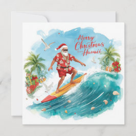 Surfing Santa in Hawaii – Tropical Christmas Feestdagenkaart