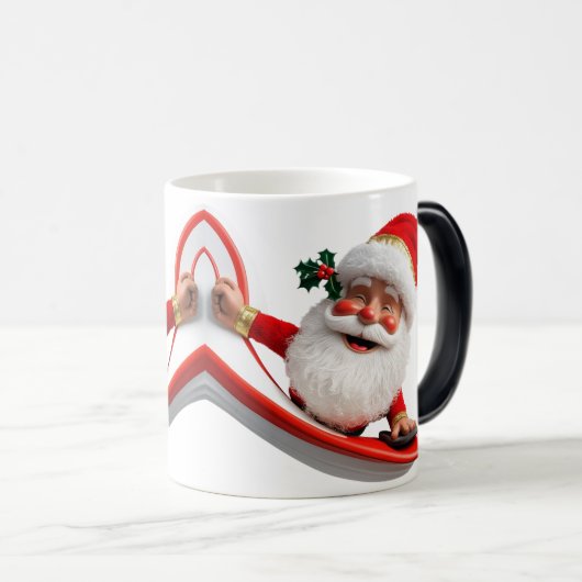 Surfing Santa with Christmas Lights Magische Mok (Voorkant rechts)