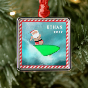 Surfing Surfer Kerstcadeau Metalen Ornament
