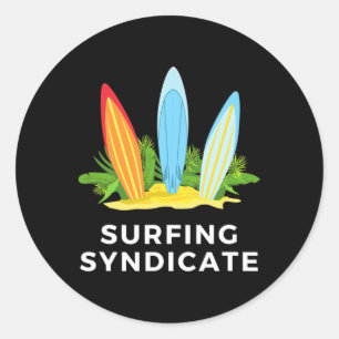 Surfing Syndicate Surfers Zomer Surfplank Surfen F Ronde Sticker