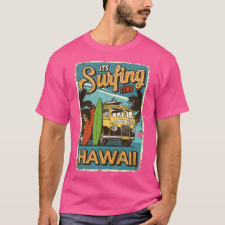 surfing time hawaii retro t-shirt