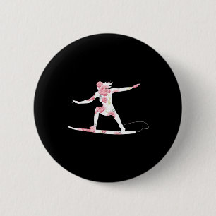 Surfing Zomer - Surfer Strand Liefhebber Cool Bloe Ronde Button 5,7 Cm
