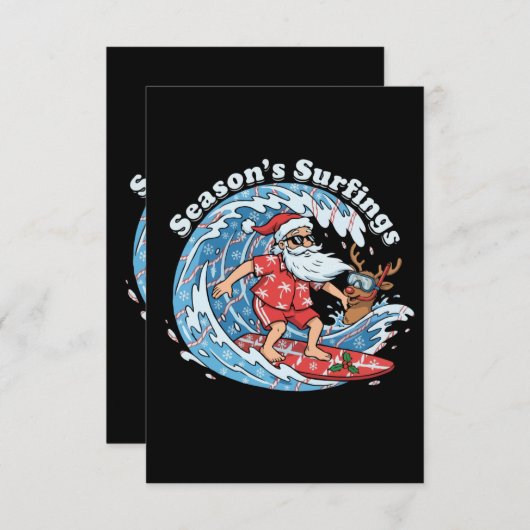Surfings Funny Surfing Santa Hawaiian Bedankkaart (Voorkant / Achterkant)