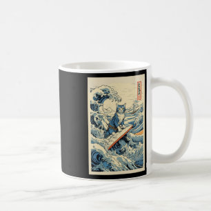 Surfkat Hokusai Great Wave bij Kanagawa Japan Koffiemok