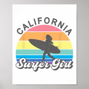 Surfmeisje Californië Surfen Surf Strand Vrouwen C Poster