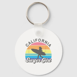 Surfmeisje Californië Surfen Surf Strand Vrouwen C Sleutelhanger