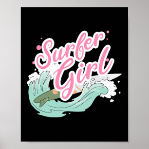 Surfmeisje surfen poster