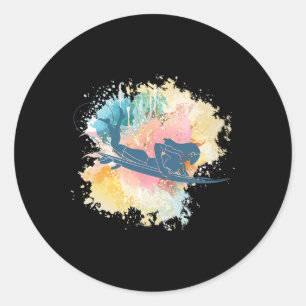 Surfmeisje Surfplank Watersporten Surfen Surfer Vr Ronde Sticker