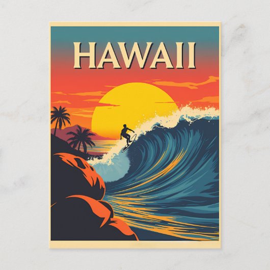 Surfparadijs: Hawaiaanse Zonsondergang Avontuur Briefkaart (Voorkant)