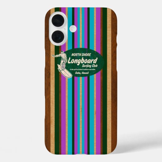 Surfplank Hawaiian Stripes Paars Case-Mate iPhone Case (Achterkant)
