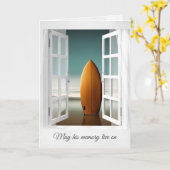 Surfplank In Strand Zand Sympathie Kaart (Gele Bloem)