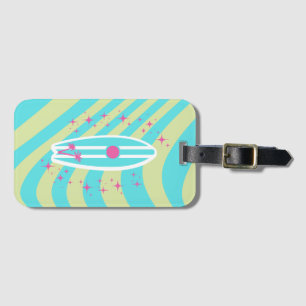 surfplank, strandkunst, tropische vibes, kleurrijk bagagelabel