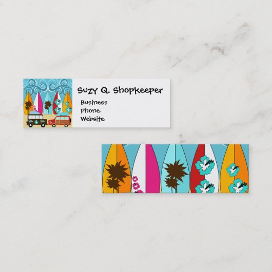 Surfplankbeugel met Hippie-ventilatoren Mini Visitekaartje (Voorkant / Achterkant)