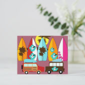 Surfplankbeugel met hippieventilatoren briefkaart (Staand voorkant)