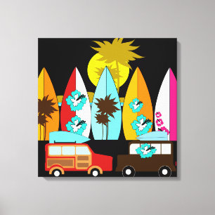 Surfplankbeugel met hippieventilatoren canvas afdruk